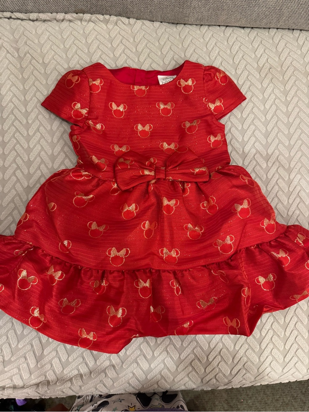 Disney baby  Minnie Mouse Christmas fancy Dress with Gold Bow size 18-24 months